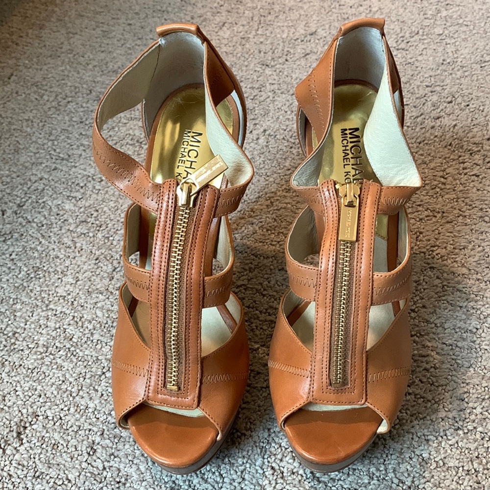 Michael Kors Brown Leather Platform Heels